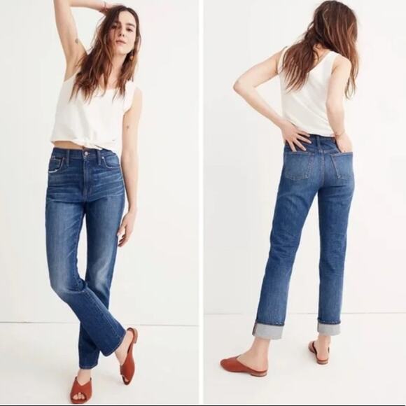 Madewell The High-Rise Slim Boyjean in Medium Blue Wash Style s 26 - Picture 1 of 7